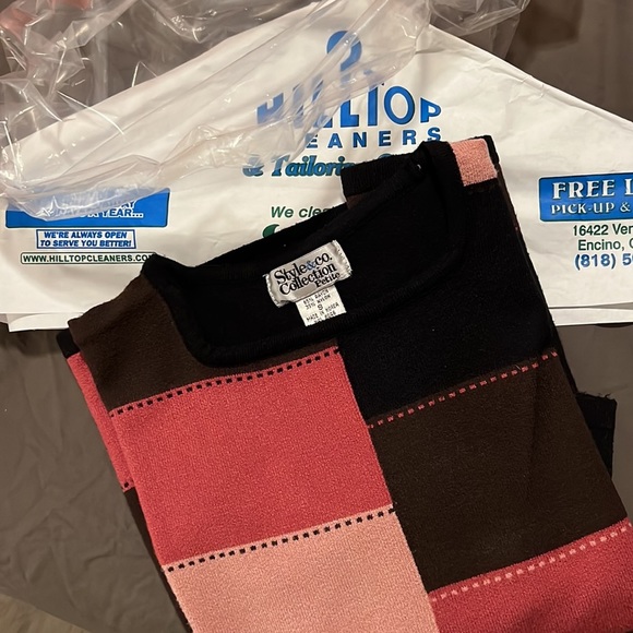 Geometric Color Block Pink Black Rose Brown Jersey Knit​ - Picture 7 of 7